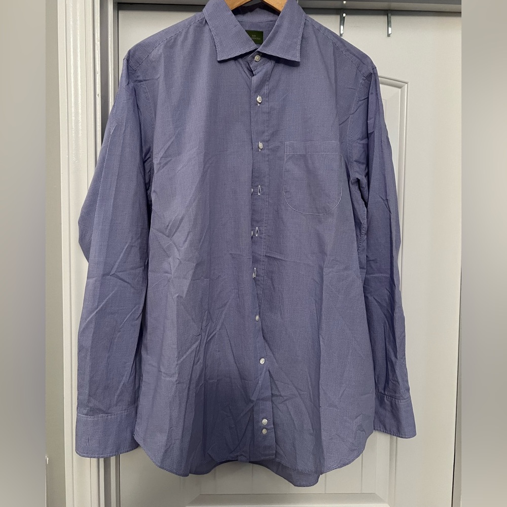 EUC Sid Mashburn button down long sleeve blue houndstooth Large